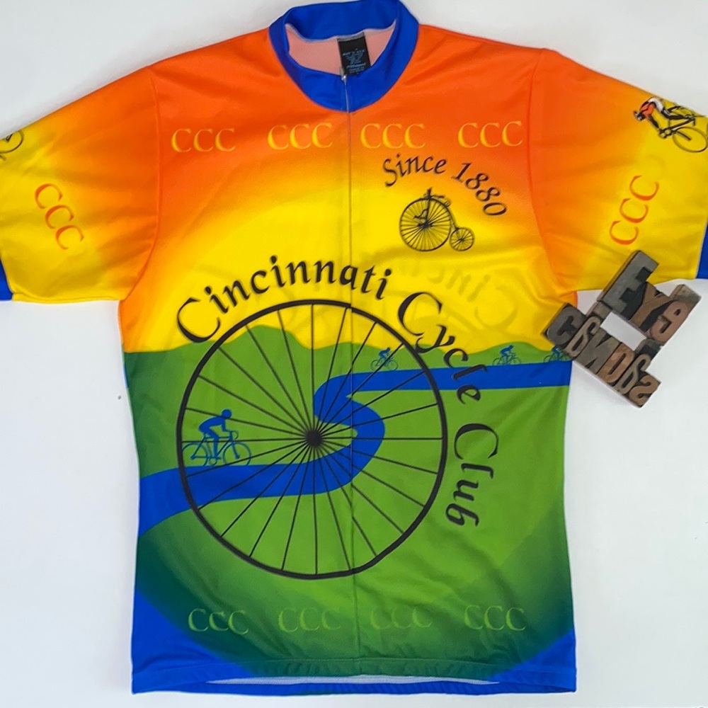 🚴‍♂️PYRO APPAREL Men’s Ombre “Cincinnati Cycle Club” Cycling Jersey